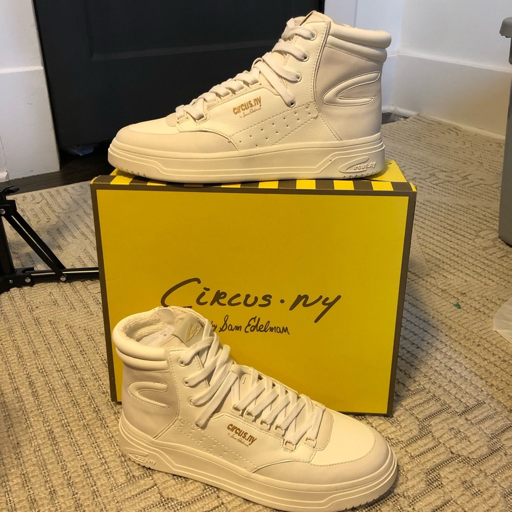 Circus NY Sam Edelman Irving White Lace Up Zipper High Top Sneaker Size 9.5 NWT